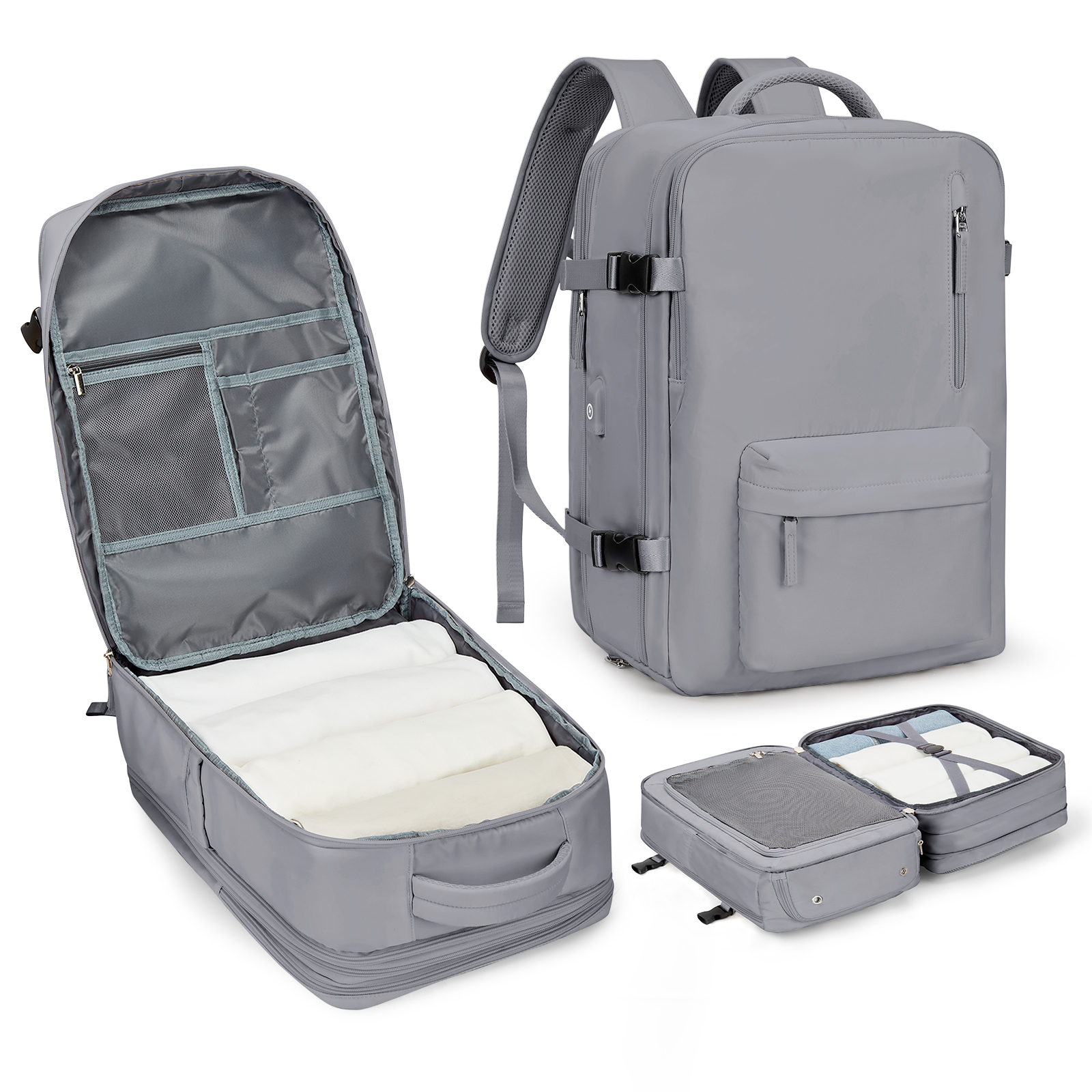 Travel Backpack,45x30x15,Carry On Backpack Airline Approved,Personal Item Travel Bag,14 Inch Laptop Backpack,Business Hiking Bag: GRAY