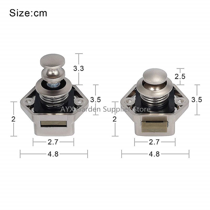 10pcs Car Push Lock Diameter 20mm RV Caravan Boat Motor Home Cabinet Drawer Latch Button Locks For Furniture Hardware