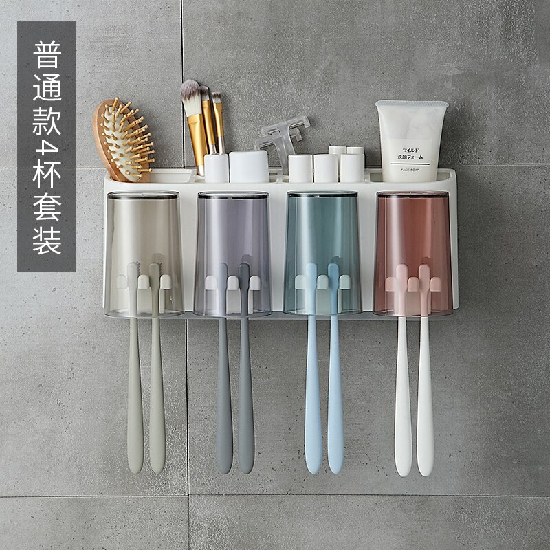 Bad vegg-type tannbørsteholder hullhull børste kopp vegg-type veggmontert munnvann: Rød