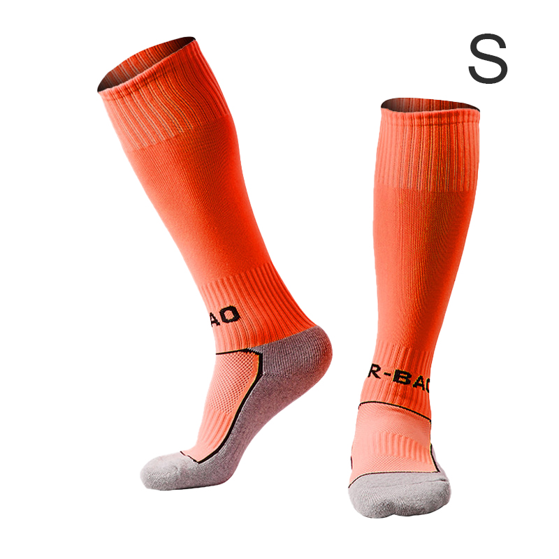 LOOZYKIT Outdoor Sports Football Socks Soccer Long Stocking Knee High Football Volleyball Breathable Children Sock: orange / M