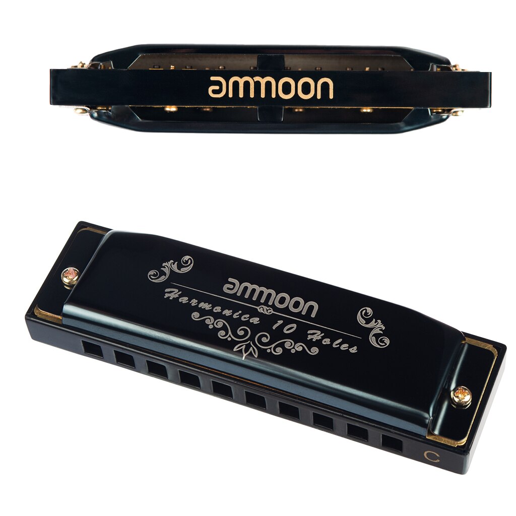 Ammoon 10 hull 20 toner blues munnspill munn orgel key of c med oppbevaringsboks for barn nybegynnere studenter musikal