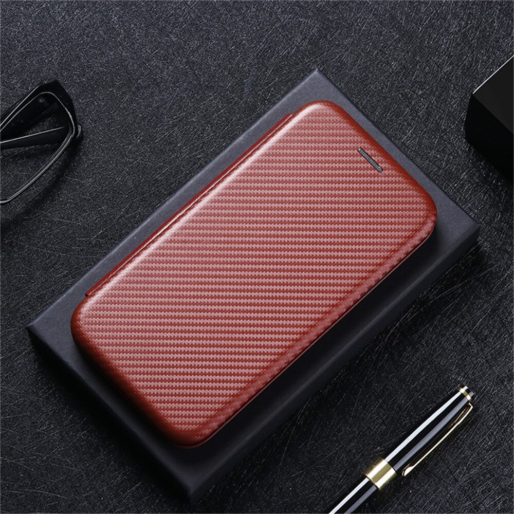 For Apple iPod Touch 5 6 7 Luxury Carbon Fiber Skin Magnetic Adsorption Case For Apple iPod Touch5 Touch6 Touch7 Phone Bag: Touch 5 / brown