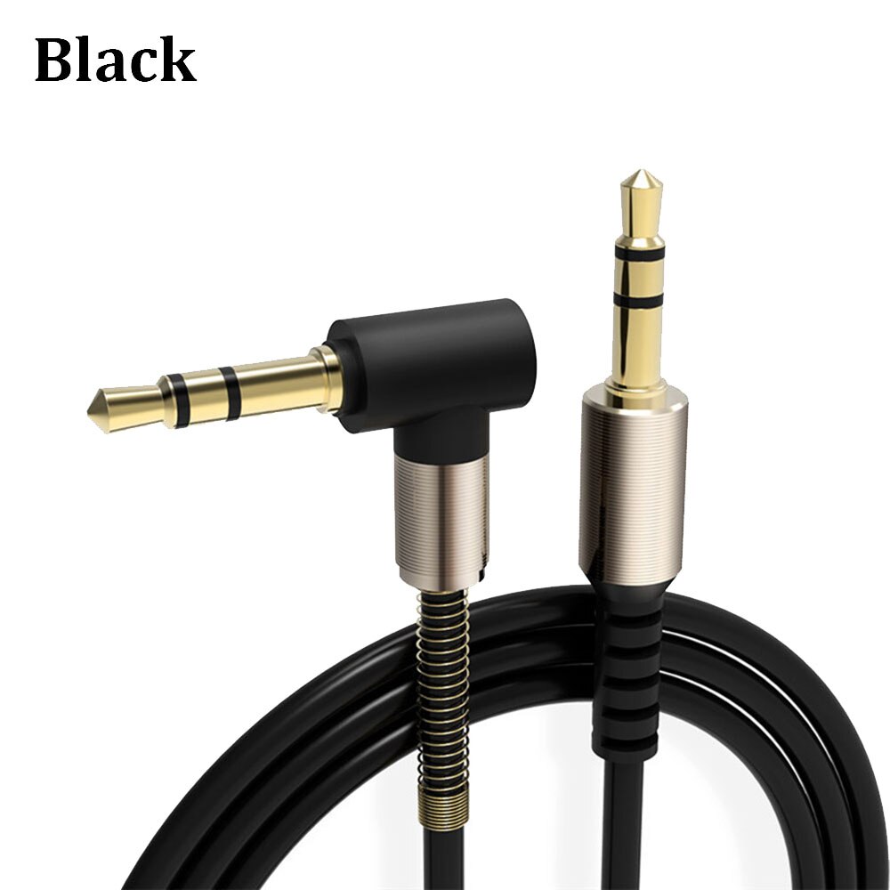 1 Pcs 3.5 Mm Jack Audio Kabel 3.5 Mm Male Naar Male 90 Graden Haakse Auto Aux Auxiliary Audio kabel Koord Voor Telefoon Pc: black