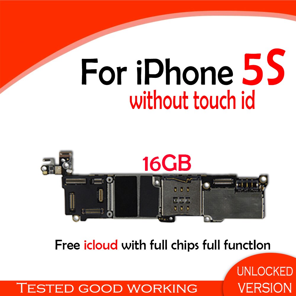 16GB /32GB/64GB for iphone 5S Motherboard with IOS System,Original unlocked for iphone 5S Mainboard with Full Chips: 16GB No Touch ID