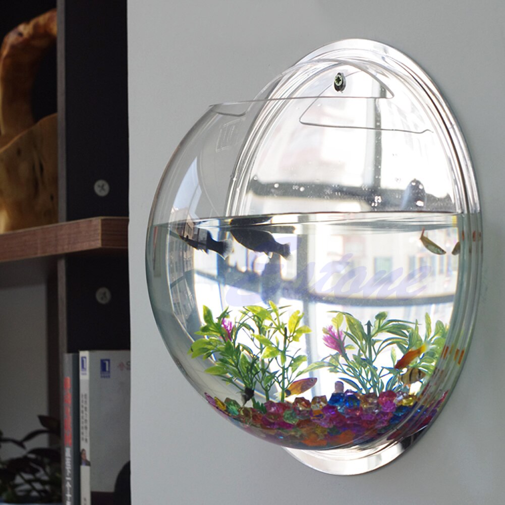 Pot væg hængende mount boble akvarium skål akvarium akvarium boligindretning kæledyr forsyninger: D11949- m
