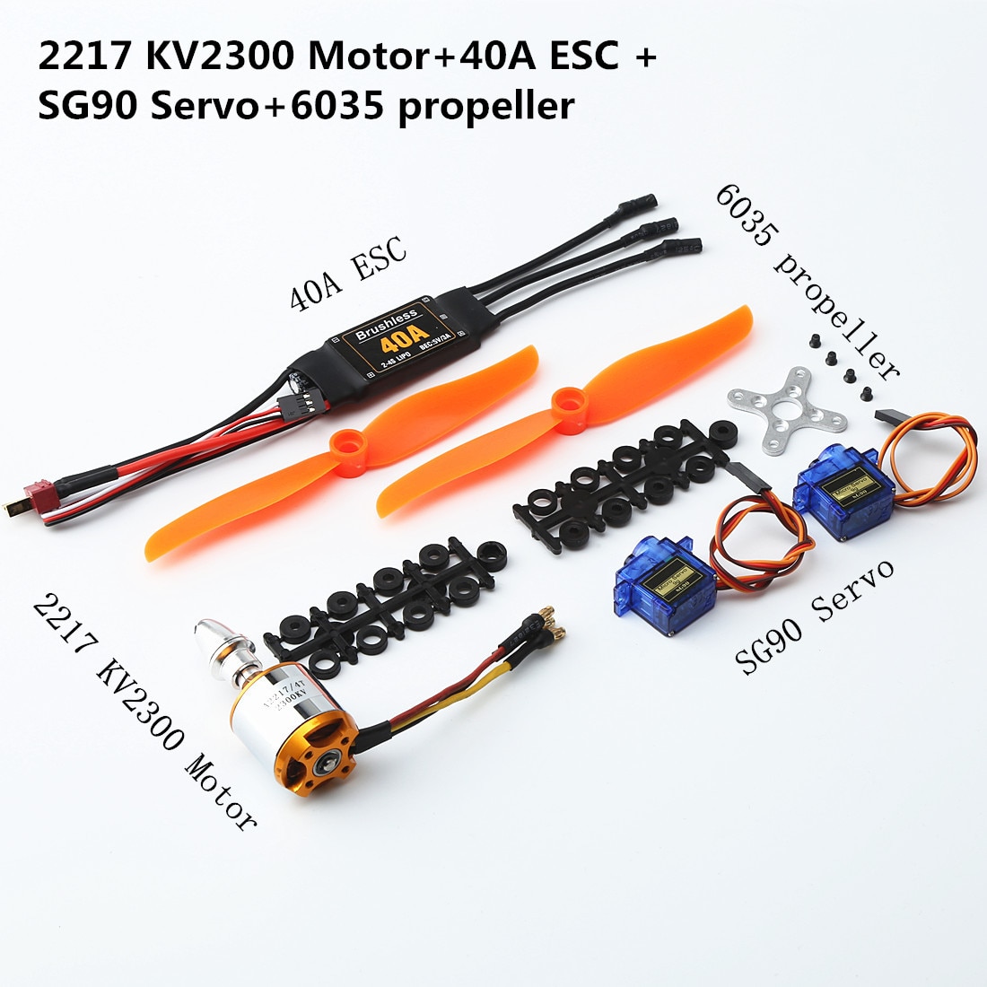 A2217/A2212 2200KV / 1000KV Brushless Motor 30A / 40A ESC SG90 9G Micro Servo With T plu for RC Fixed Wing Plane Helicopter