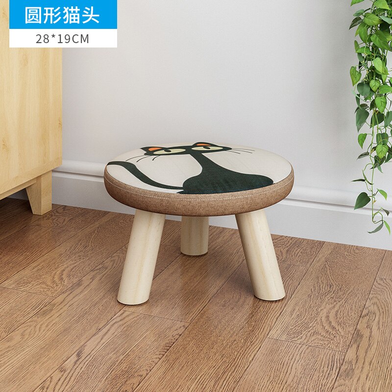 Tissus tabouret rond en bois maison adulte enfants canapé petite chaise basse poufs moderne changement chaussures banc: 14