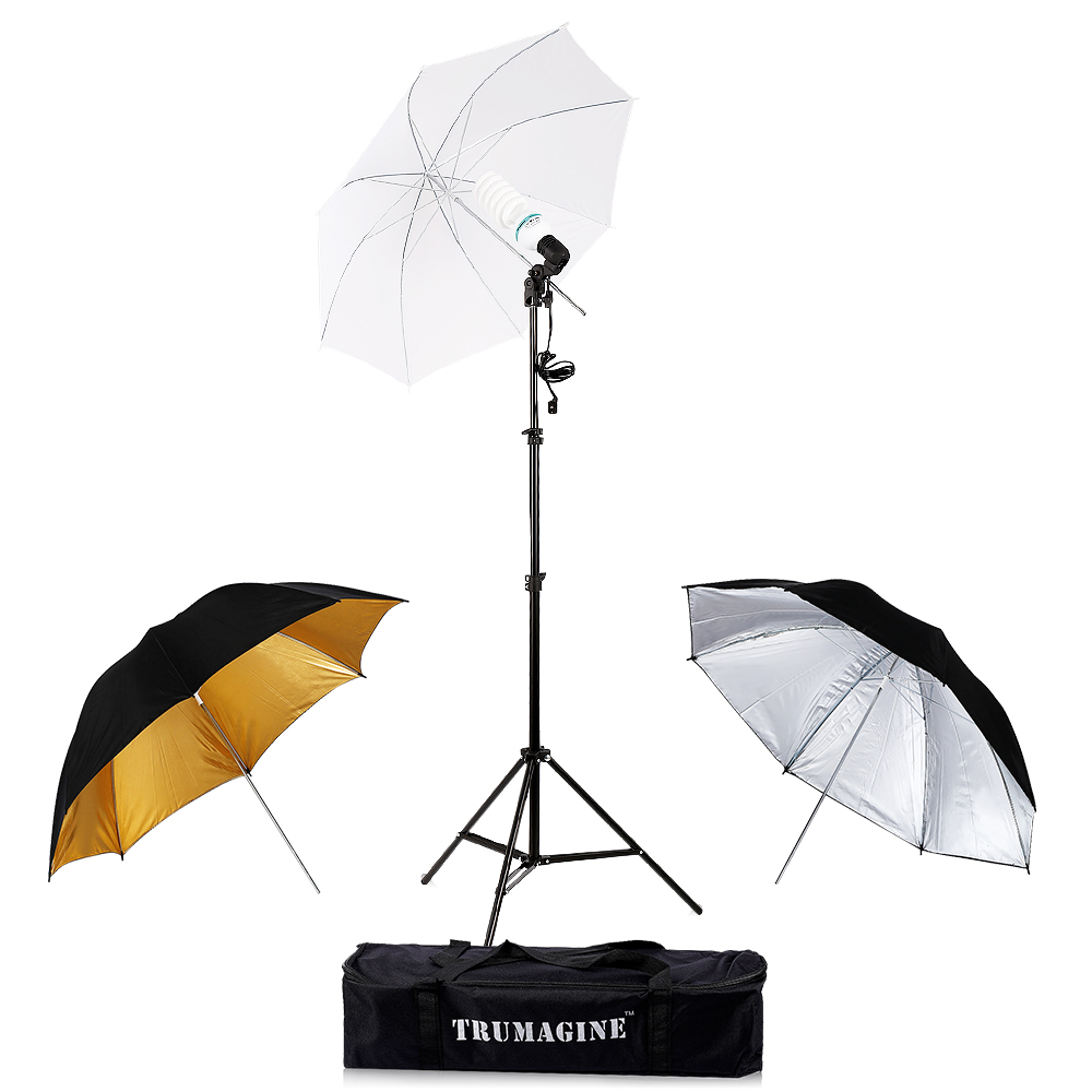 Cy på lager 33 " 83cm fotostudio flash lys reflektor reflekterende sort guld gylden fotografering paraply