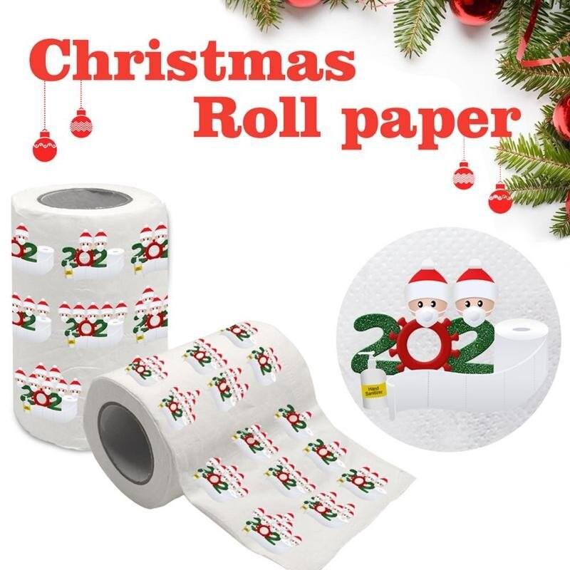 Papier toilette de noël motif couleur père noël bonhomme de neige papier hygiénique maison de noël Navidad papier toilette de noël