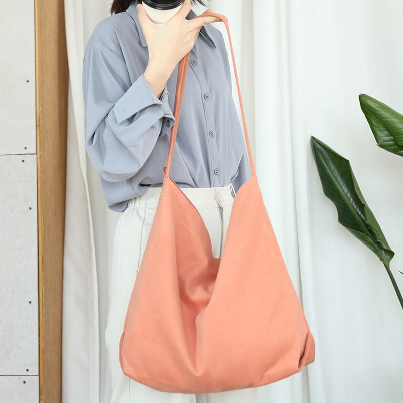 Bolso de talla grande de lona para adolescentes, informal, a la , para mujer, de viaje, tela suave de uso diario, de gran capacidad, sobre el hombro, color negro,: Naranja
