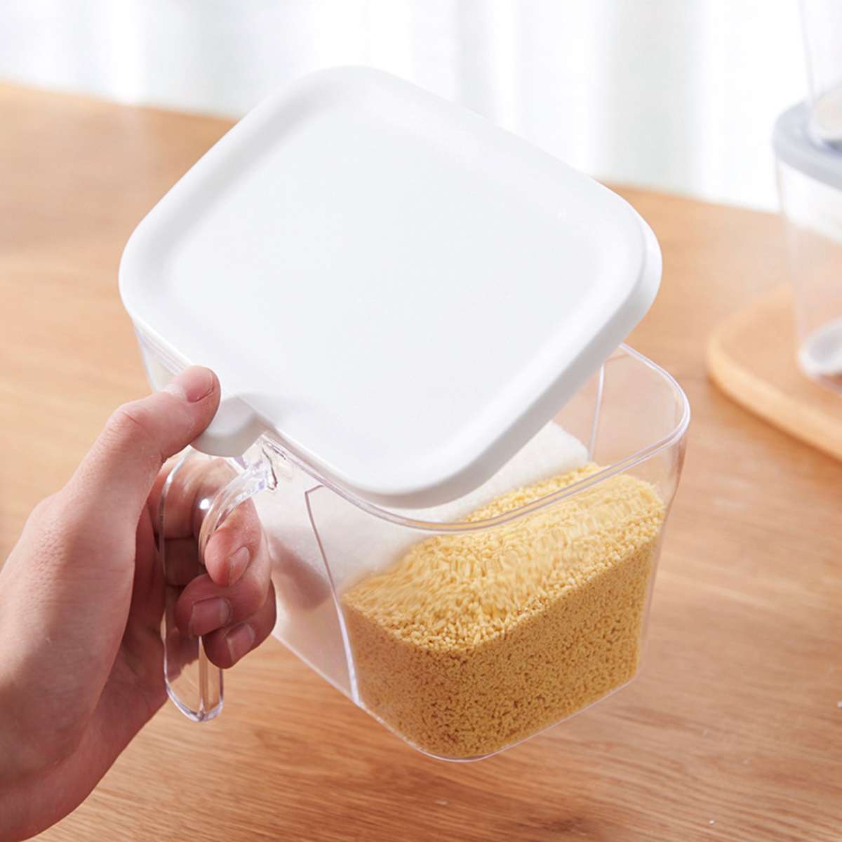 3 siatki kuchenne, organizery, pudełka robić przechowywania z 3 łyżeczkami, słoik na przyprawy, przezroczysta butelka na cukier i sól, akcesoria kuchenne