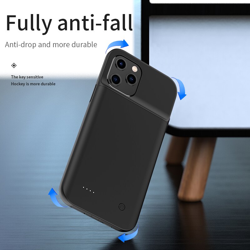 Funda de cargador de batería para Apple iphone 12 Pro Max, 6,7 pulgadas, 6800mAH, cubierta trasera de batería portátil anticaída, borde blando de plástico