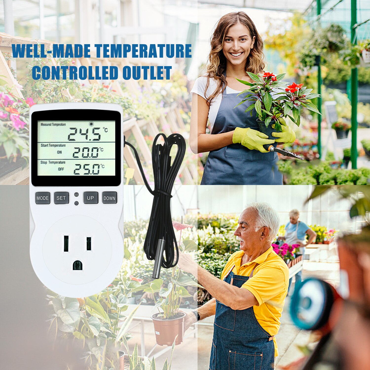 Digital Thermostat Controller for Terrarium Aquarium Reptiles Temperature Controlled Outlet with Timer and Probe