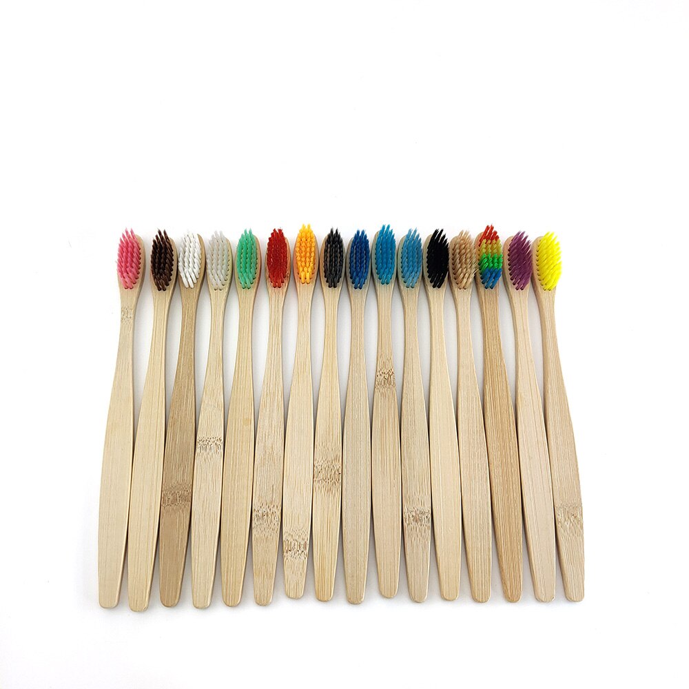 Brosse à dents en bambou , fibre souple, manche en bambou solide, , santé buccale, voyage, 12 pièces/paquet