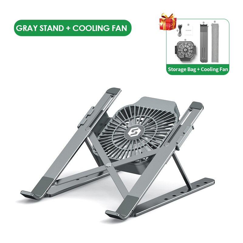 Faltbare Schreibtisch Laptop Tablette Ständer Mit Lüfter Wärme Ableitung Für HP Dell MacBook Luft Profi Stand Notizbuch Halfter Kühler: grau mit Fan