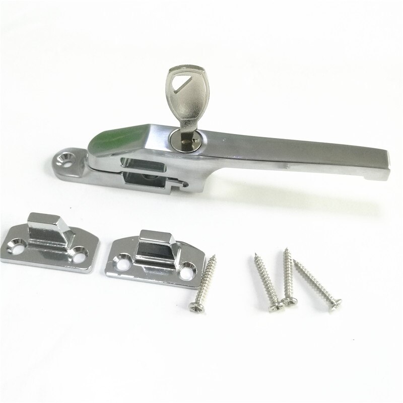 Locking Casement Fastener Window Handle Latch Locks Zinc Alloy Window Handle Lock with Key: silver