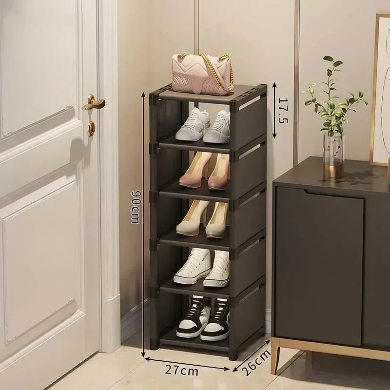 Entrance Shoe Rack Multiple Layers Stackable Footwear Organizer Rack Space Saving Wall Corner Shoe Cabinets Simple Shoes Shelf: Light Grey