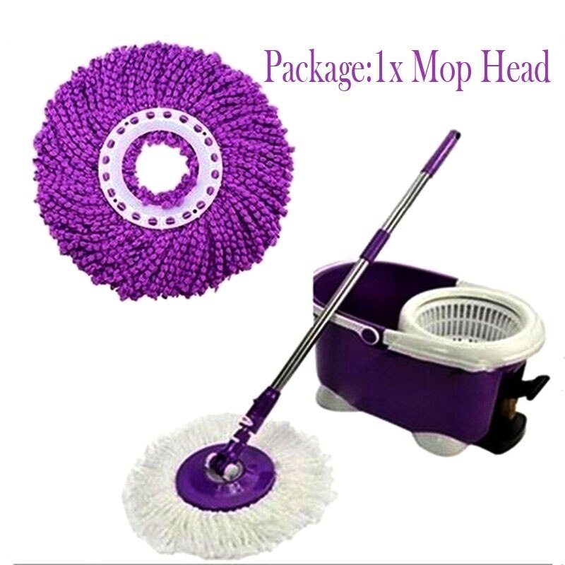 White Mop Floor Microfiber Rotating Head Easy Spinning Bucket 360° Magic Mop head