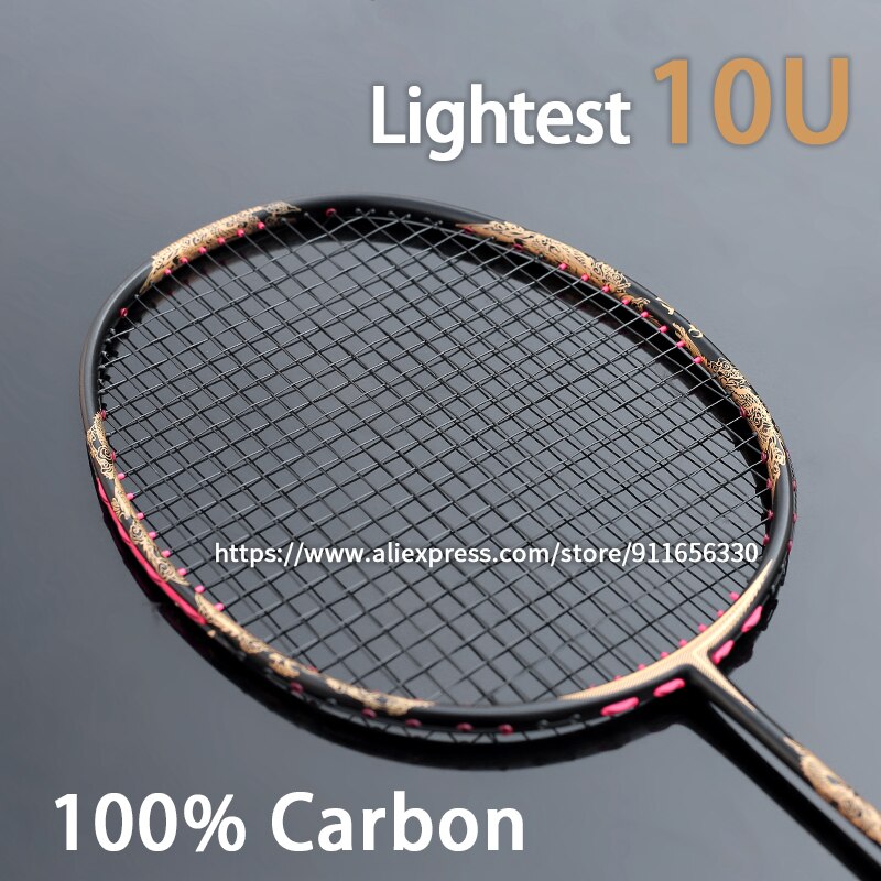 Super Licht 10U 52G 100% Carbon Fiber Badminton Rackets Strung Tassen 22-30LBS Professionele Training Racket Snelheid Sport Volwassen