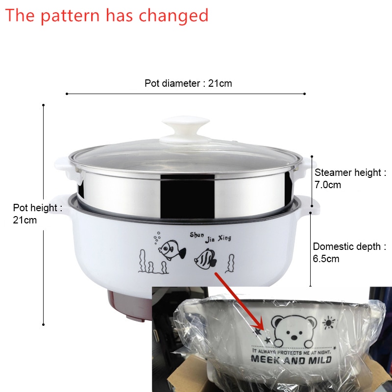 220v multifunktionel elektrisk komfur opvarmning pande elektrisk kogepande maskine hotpot nudler ris æg suppe damper kogepande