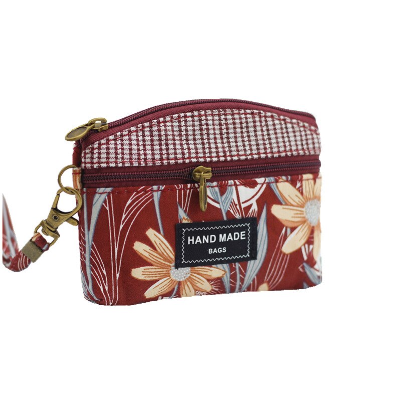 Frauen baumwolle Blumen- druck geldbörse weiblichen kurzen brieftasche kleine geld tasche tasche bolsa carteira feminina bolso für mädchen