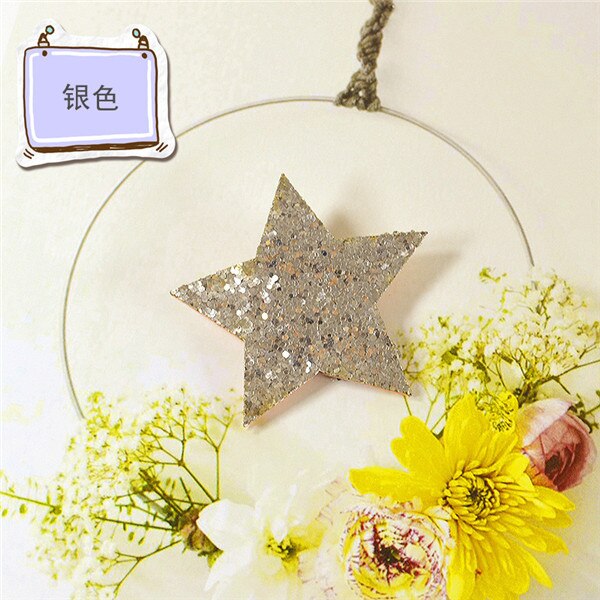 Shiny Sythetic Leather Star Barrette For Kid Girls Bling Leather Children Hair Clips Toddlers Hairpins Hair Accessories: Silver