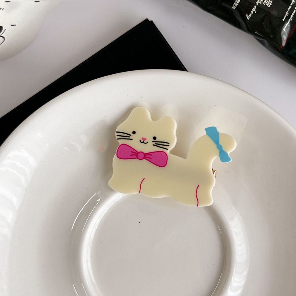 Pinza de pelo de ácido acético de gato de dibujos animados, pinza lateral acrílica, pinza de pico de pato para mascotas, horquilla colorida