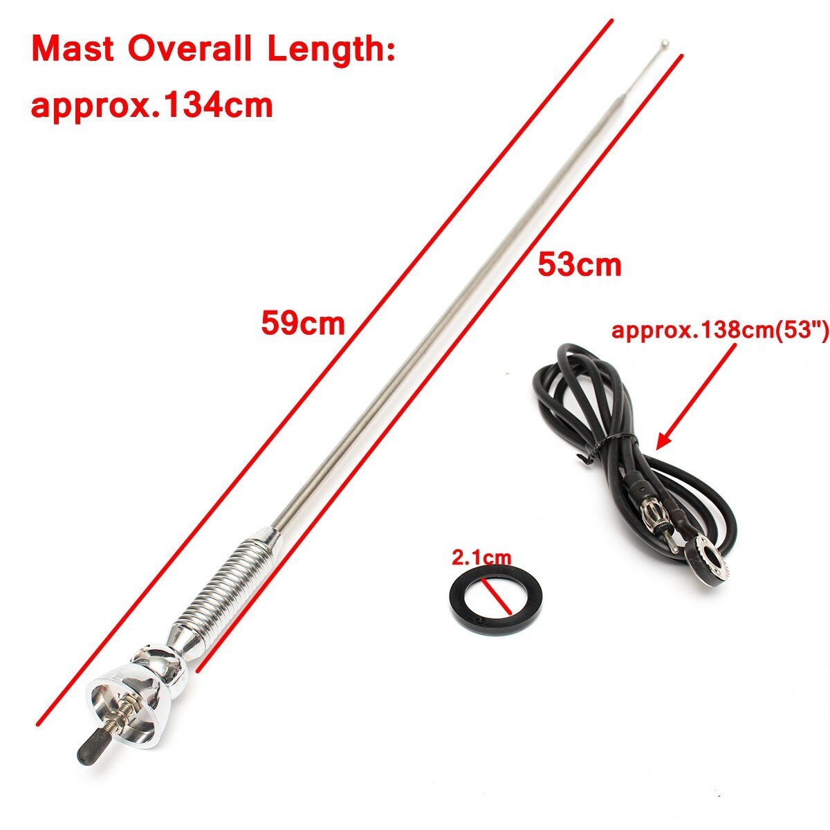 134 cm Universele Auto Dak voor Fender Booster Antenne FM AM Signaal Booster Versterker Radio Antenne Extended Zilver