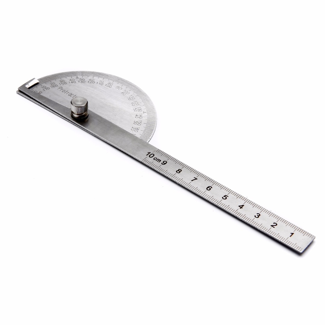 1pc 180 Degree Adjustable Protractor Angle Finder Angle Ruler Round Head Rotary Stainless Steel Measuring Tool for Woodworking