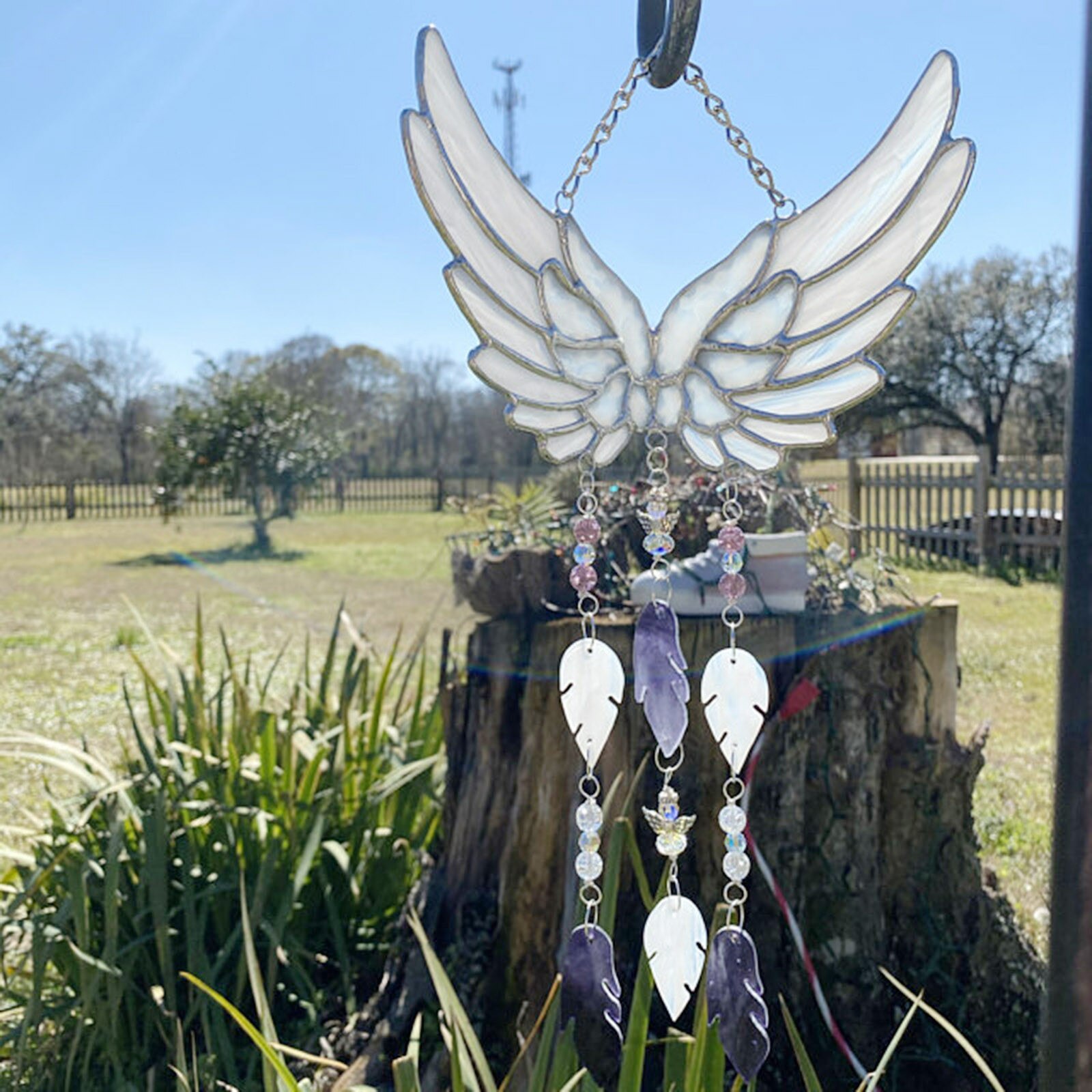 Little angel's feather wind chimes stained glass handmade original and exclusive yard garden outdoor home decoration ornaments