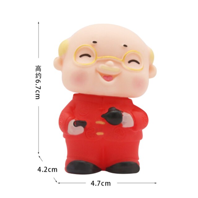 Cake Topper for Grandpa Grandma Chinese Longevity Family Birthday Cake Decorations: Red Grandpa