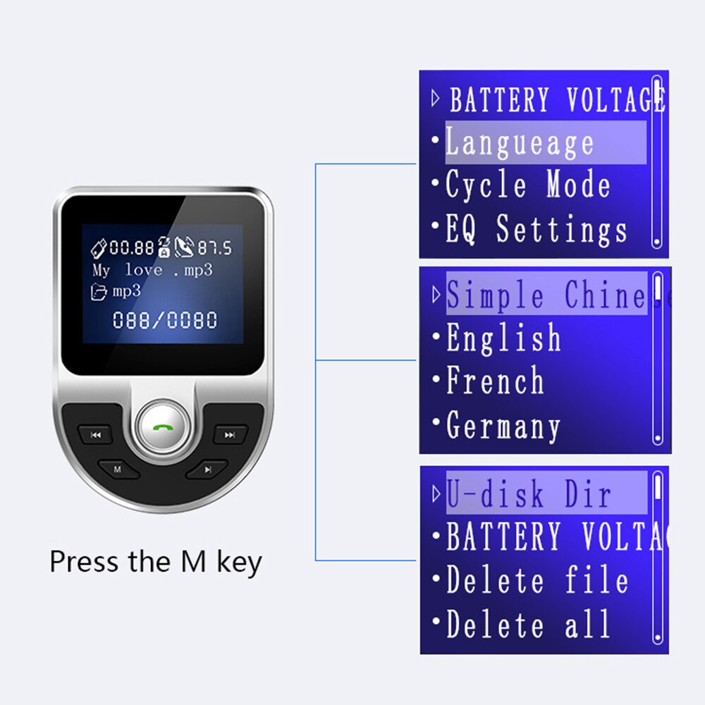 JINSERTA Handsfree Car Bluetooth FM Transmitter Modulator AUX Input/Output Music Play 3.1A Dual USB Charger with TF/U Disk Play