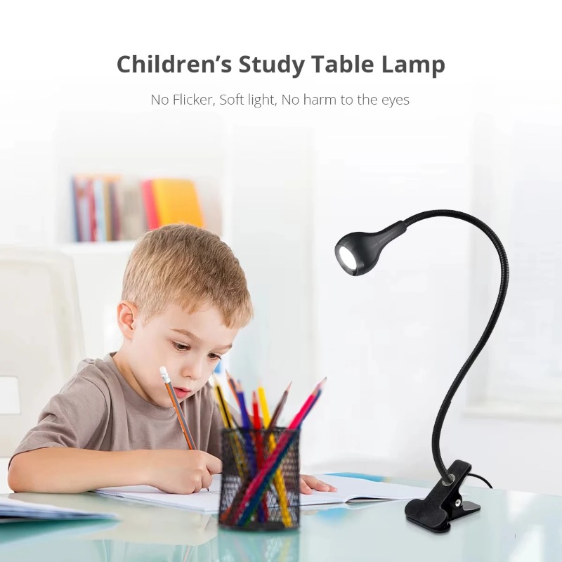 Flexibele tafellamp met usb-voeding, leeslamp met houder en clip, studeerlamp, nachtlampje voor op het nachtkastje, slaapkamerdecoratie, nachtlampje