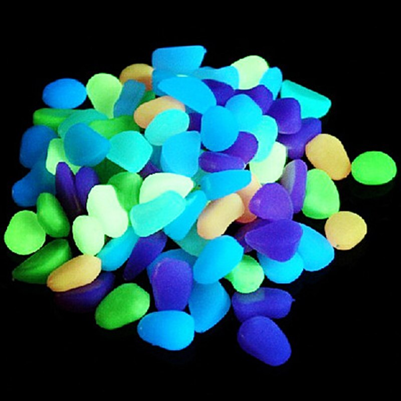 Caillou en plastique Fluorescent, qui brille dans la nuit, pour Aquarium et jardin, 1 pièce