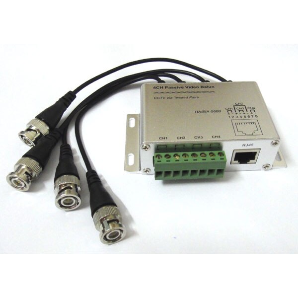 4CH Balun CCTV 4 Channel Passive Transmitter Video Balun BNC Female to UTP Rj45 Cat5