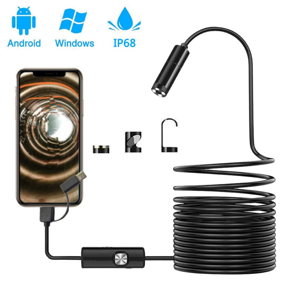 12,5mm Auto Fokus Endoskop Kamera Fisch Finder 5MP HD IP68 Wasserdichte USB Endoskop Angeln Kamera für Android Smartphone PC
