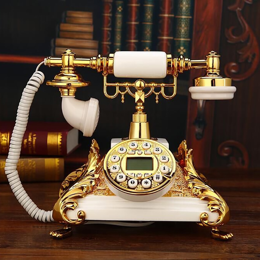 Europese Stijl Telefoon Vaste Home Klassieke Ouderwetse Vaste Telefoon Met Fsk/Dtmf Systeem, Caller Id, wit Goud