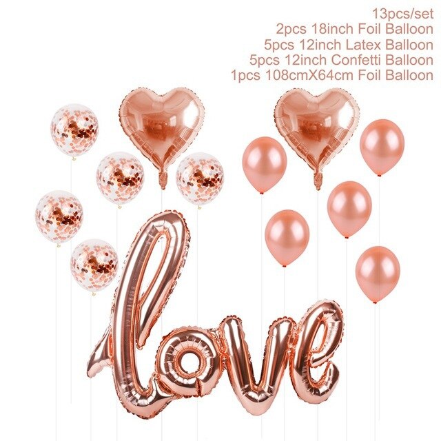 Rose Gold Heart Balloon Foil Champagne Balloon Rose Gold Balloon Set Birthday Decorations Wedding Party Balloon: 5
