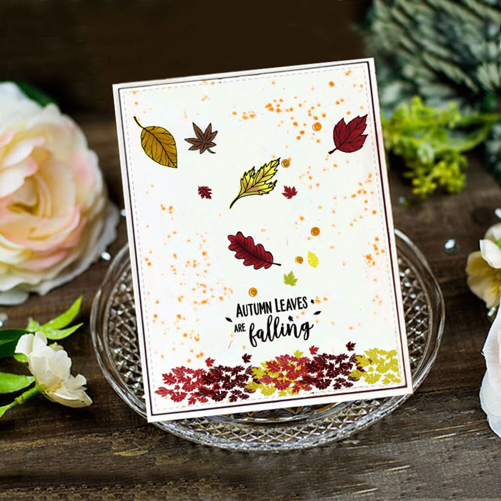 Falling autumn leaves Transparent Clear Silicone Stamps for DIY Scrapbooking/Card Making/Kids Fun Decoration Supplies
