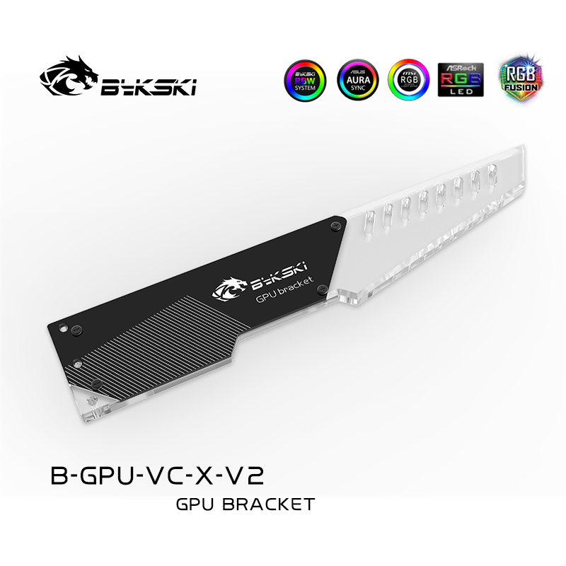 Bykski Video Card Holder, GPU Bracket 5V 3Pin 254mm, Support ASUS/GIGABYTE/MSI/AsRock AURA SYNC, B-GPU-VC-X-V2