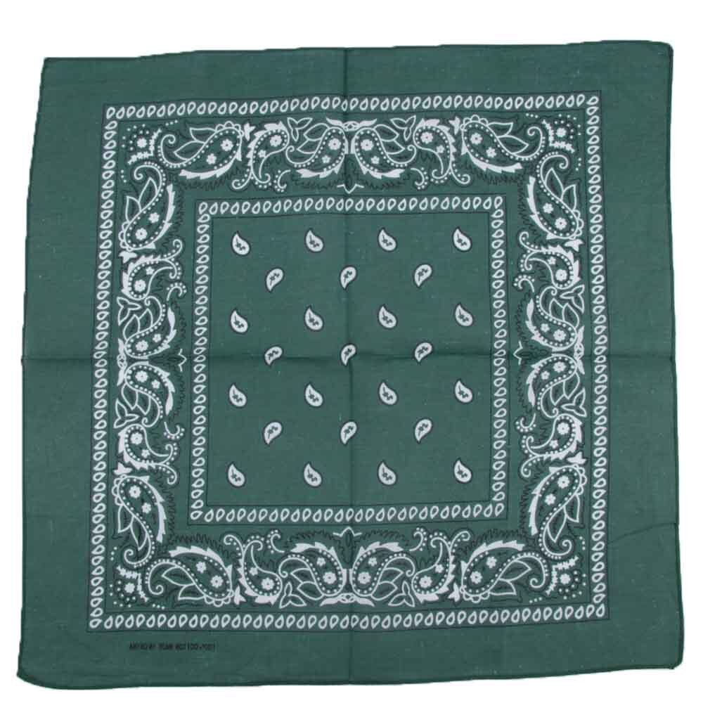 1PC Hip Hop Cotton Paisley Bandanas Head Wrap Black Red White etc 10 colors Scarves Unisex Vintage Pocket Towel 55*55cm: green