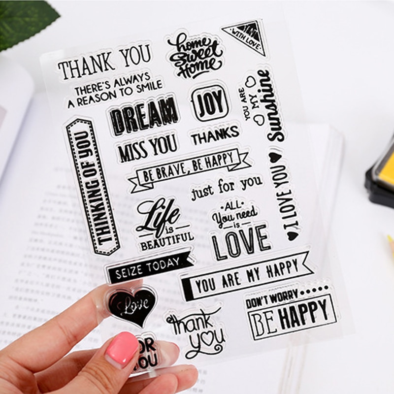 Vintage konst ord genomskinlig silikon klar stämpel för scrapbooking pyssel dekoration mjuk stämpel barn brevpapper