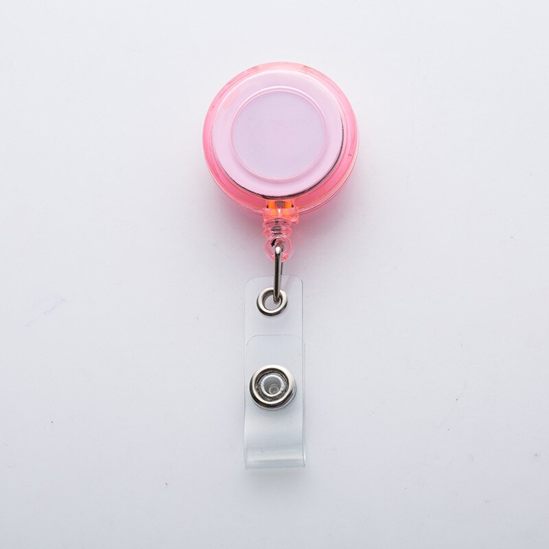 Transparent Easy Pull Retractable Work Badge Reels for Student Card Holder ID Holder Clip Office Accessories: pink