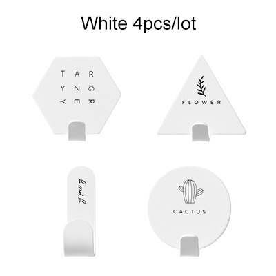 Minimalist Key Hook Kids Wall Coat Hanger Letter Rack Geometric Key Holder Self-adhesive Stand Home Decoraction 4pcs: white 4pcs