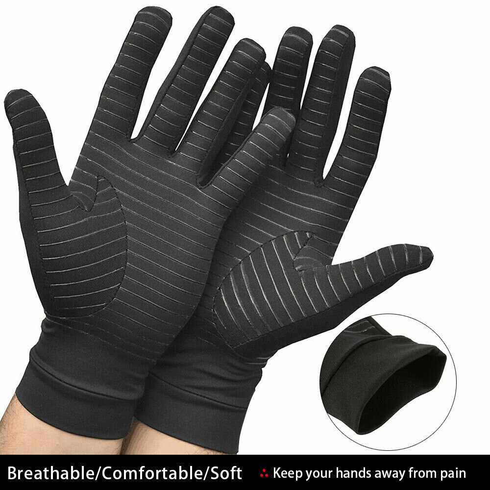 Copper Compression Full Finger Arthritis Gloves Touch Screen Relieve