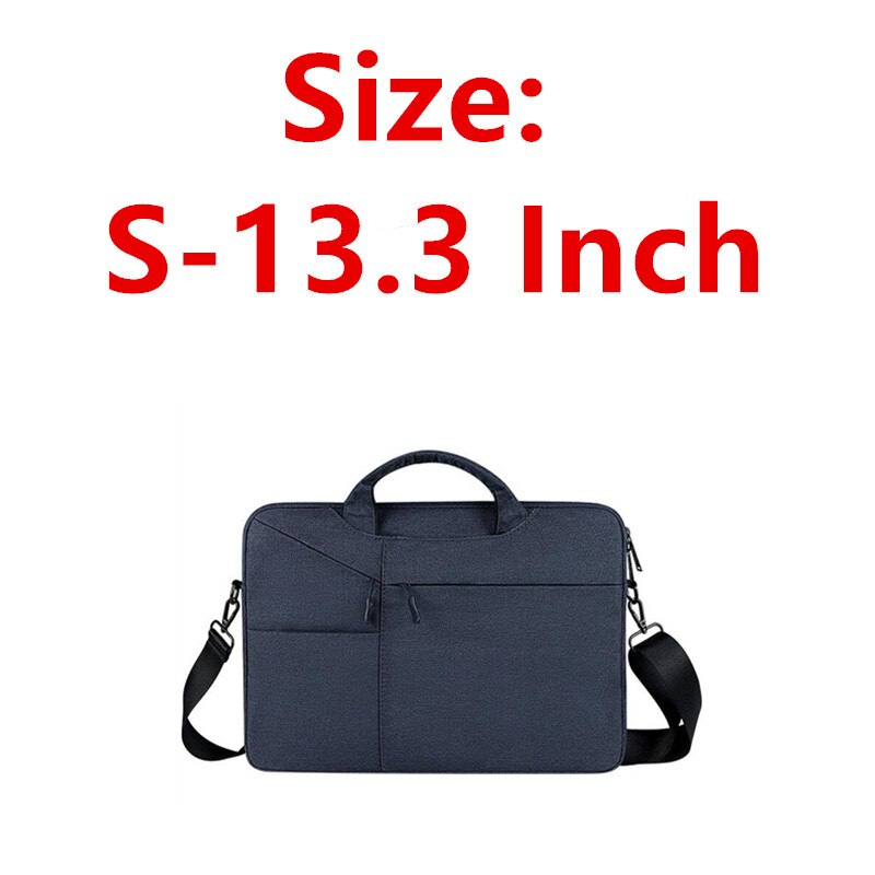 Nowy wodoodporny mężczyzna kobiet 13.3 14 15.6 Cal teczka na laptopa torebka biznesowa o dużej pojemności Messenger Notebook torba na ramię: S-13.3 Inch-NavyBlue