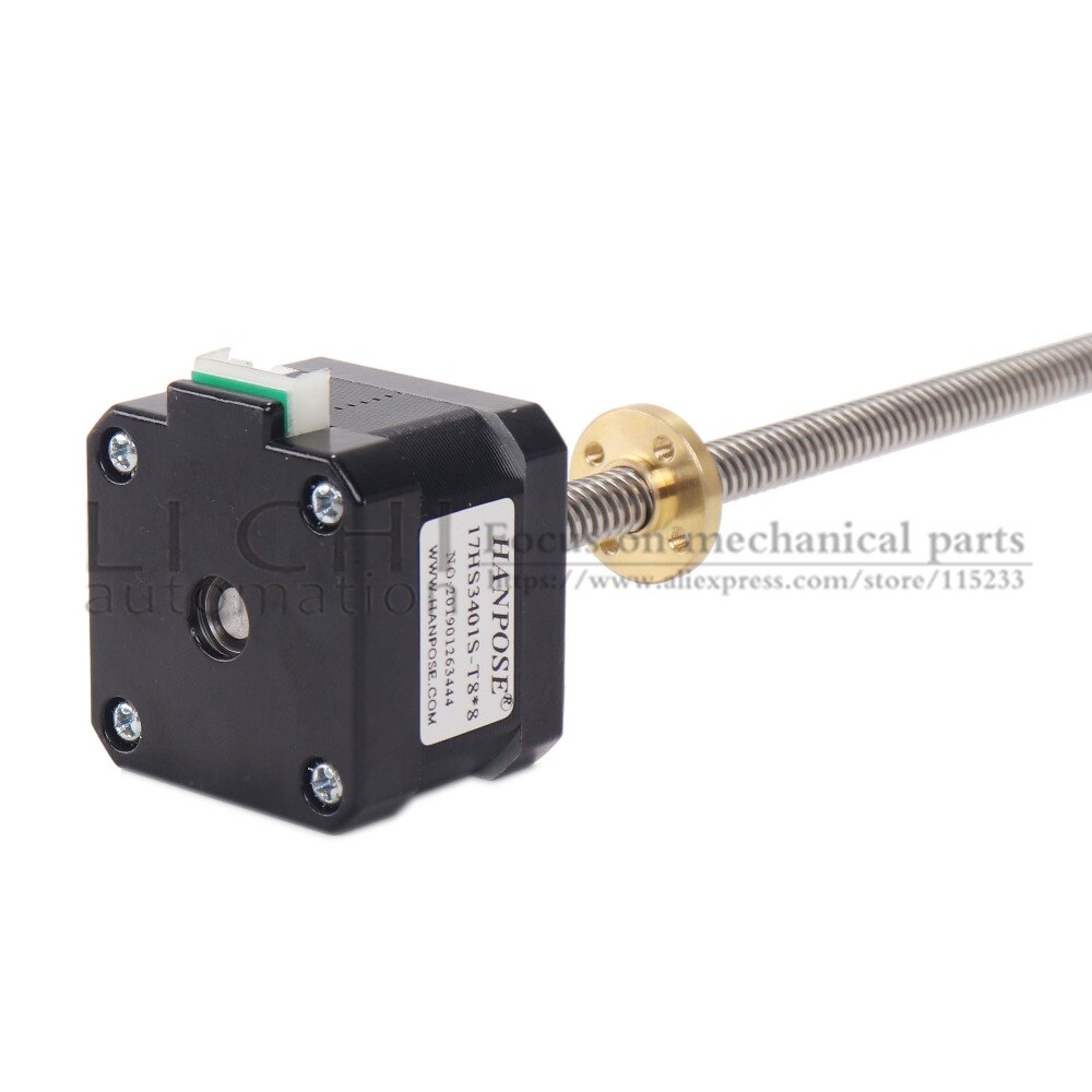 3d printer motor 28N.CM 34mm Nema17 stepper motor with screw lead 8mm 300mm 42 motor 42BYGH 17HS3401S-T8 for Z axis long screw