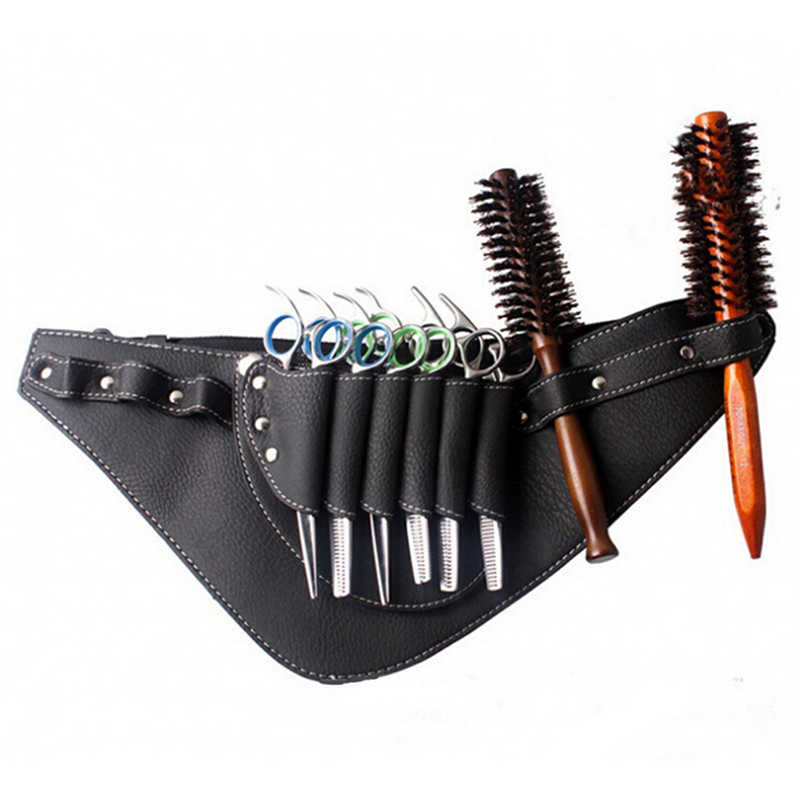 1 pièces coiffeur coiffeur cheveux cisailles sacs ciseaux poche coiffure étui avec ceinture sac Rivet Clips sac outil