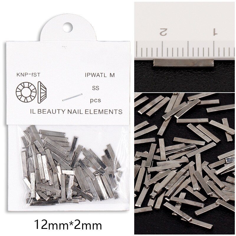 100 st/påse guldtacka silver svart 3d metall nageldekorationer legering berlocker för naglar tillbehör tillbehör verktyg 5 längder: 12mm svarta