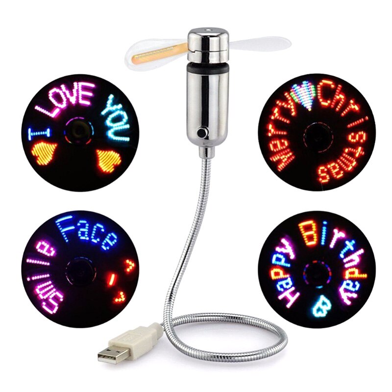 USB Fan Flexible Gooseneck LED Programmable Fan for PC Laptop Notebook Desktops NC99: Colorful